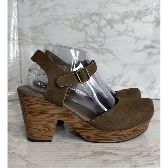 Pierre Dumas Shoes Womens Size 8.5 Brown Mary Jane Block Heel Faux Wood platform - Picture 6 of 10